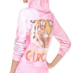 WILDFOX Pink/White “Circus” Tiger Zip Up Size S